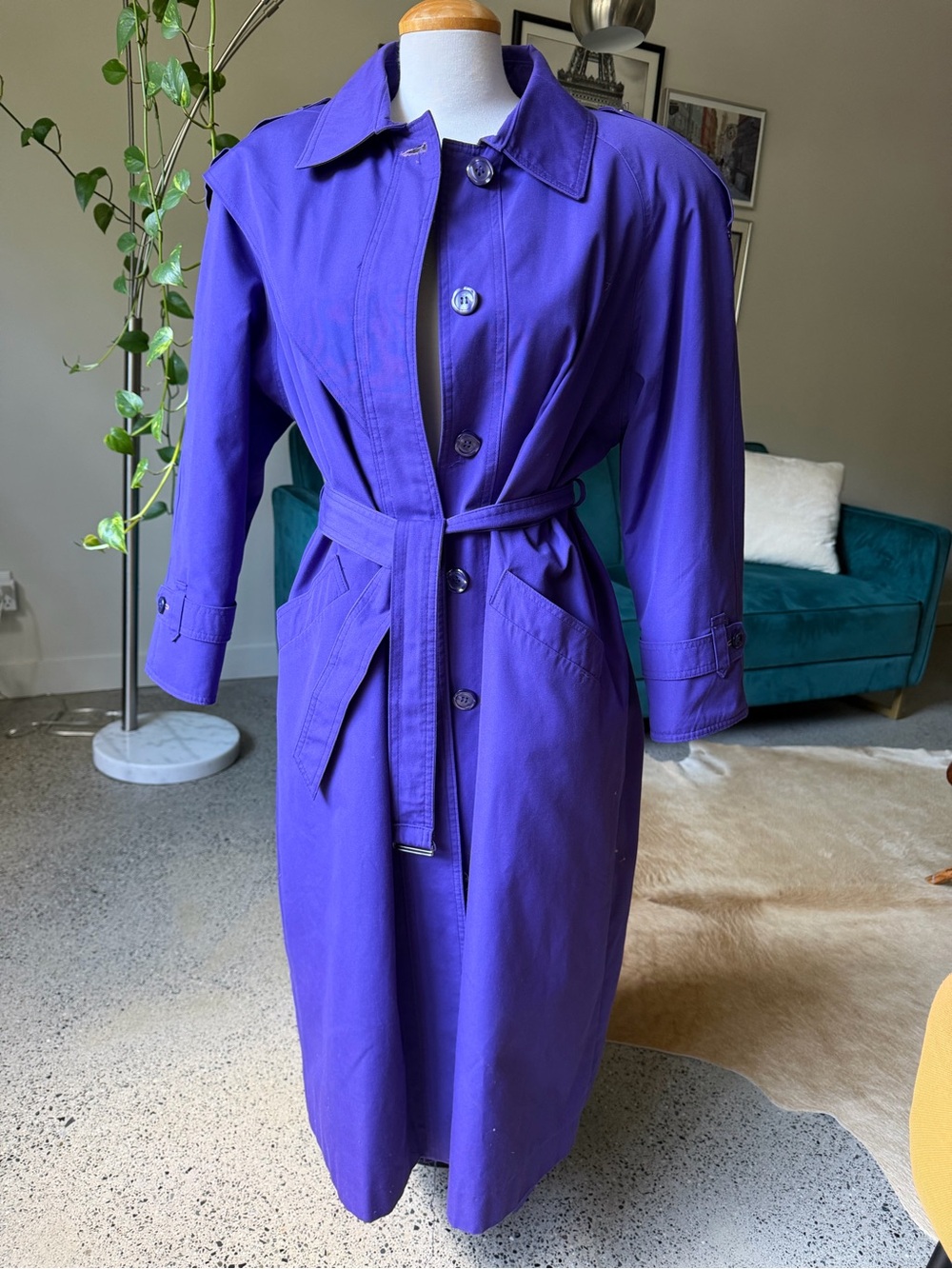 Women's Purple Trench Coat Dress with Belt